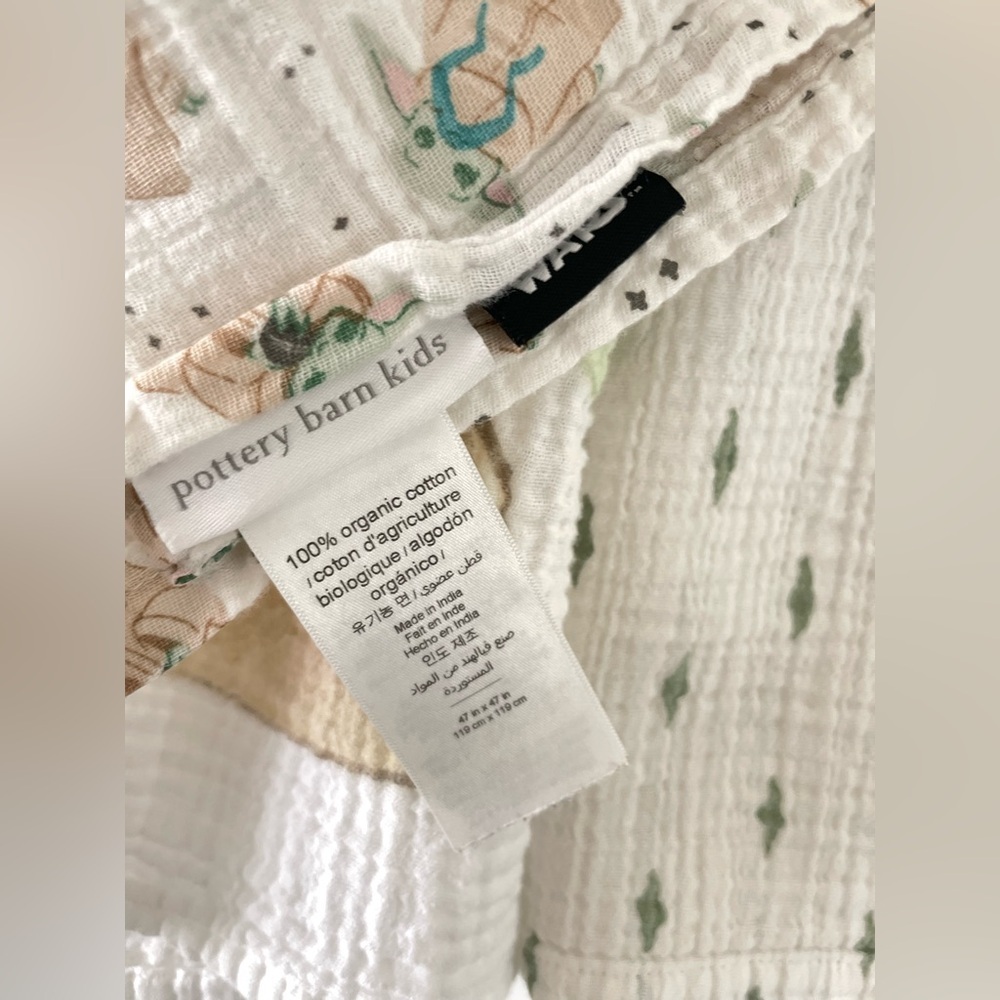 Pottery Barn Kids Star Wars Grogu Muslin Swaddle Blankets Baby with plushy - Picture 11 of 12